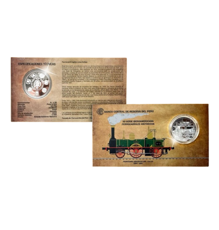 Perú 1 Sol Emisión conmemorativa Serie Iberoamericana XII - Ferrocarriles históricos 2019